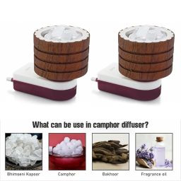 PANCA Sheesham Wooden Kapoor Dani Set of 2, Pooja Camphor Diffuser for Home Bakhoor Burner Puja Kapoor Dani Electric Kapoor Dani for puja Kapoor Lamp Machine Diffuser (Set of 2) image 1
