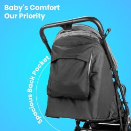 Tinyberg Baby Stroller for 0-5 Years, Featherlite Lightweight, Cabin-Friendly, Portable Stroller for Travel, One-Hand Fold, 5-Point Safety Harness, Multi Recline, Shock Absorbers, Up to 25Kg (Grey) image 2