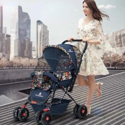StarAndDaisy Sunrise Baby Stroller Lightweight Foldable Stroller for 0-5 Years, 3-Point Safety Harness, Adjustable Backrest, 360° Swivel Wheel, Extended Mosquito Net, Reversible Handlebar (Delta) image 1