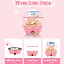 Egg Cookers With Automatic Operation | 14 Egg Capacity Double-Layer Lazy Egg Boiler | Egg Cooker with Two 7-Egg Racks | Overheat Protection | 15.2 cm Measuring Cup image 4