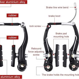 Complete Cycle Brake Set - Front and Rear V Breaks with Pads, Brake Lever, and Cables | Compitable with Hybrid, Racer and Mountain Bikes (Compete Brake Set) image 2