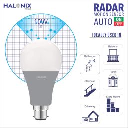 Halonix 10W Radar motion sensor Led Bulb, Auto on-Auto off, Pack of 1, White image 5