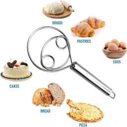 Atta Kneader Dough Maker Stainless Steel Food Processor Tools with Hanging Hole Durable Blender Beater Flour Mixer for Egg,Pastry etc. Time Saving Mixing Stick for Home Kitchen Baking Accessories image 2