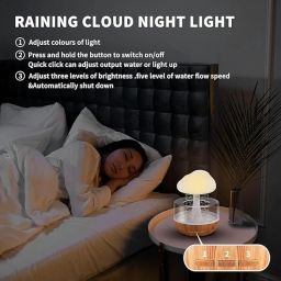 Jorex Mart Humidifier for Home Cloud Rain Diffuser Snuggle Cloud Light Humidifier | Raindrop Humidifier Relaxing Sound, Mushroom Waterfall Lamp | Essential Oil Diffuser for Home Office image 4