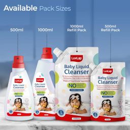 LuvLap Baby Liquid Cleanser Refill pack- 1000ml, For cleaning feeding bottle, cutlery, toys, fruits & vegetables, Kills 99.9% Germs, pH Balanced Dermatologically tested formula, No harsh chemicals image 5