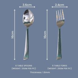 Parage Stainless Steel Spoon Set & Fork Set 12 Pieces for Tea, Coffee, Sugar, Condiments & Spices - Set of 12 Contains Spoons Set of 6 Spoon and Fork Set of 6, Mirror Polished image 1
