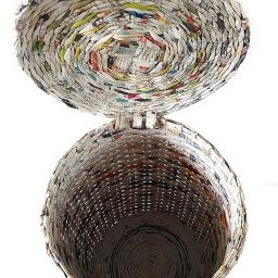 Sonas Creation Paperus, Standard Size 11 Inch Tall, 10 Liter, Color Natural, Waste Basket with Cover, Dustbin with Fixed Lid, Trashcan, Paper Bin, Eco-friendly, Handmade, of Paper Ropes image 2
