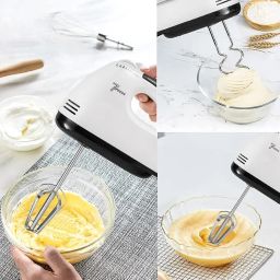 IRONTAB Electric Hand Mixer and Blender 7-Speed, Multi-Functional Egg Beater, Cream Whipper, Dough Kneader for Cake Baking and Kitchen Use Includes Stainless Steel Beaters and Dough Hooks image 4