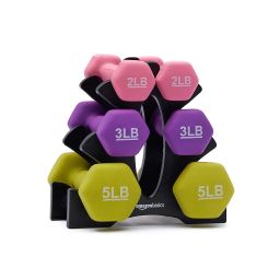 AmazonBasics 20-Pound (9.07 Kg) Dumbbell Set with Stand, (Stand Material: Plastic) image 3