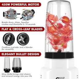 GIGAWATTS 450W All-in-One Grind Mix Blend Nutri bullet Blender Mixer Grinder for Frozen Drinks with Leak Proof 2 Unbreakable PC Jars 3 Speed Control 21000 RPM (1 Year Warranty BIS- IS: 4250 Approved) image 1