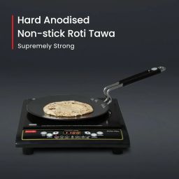 Prestige Hard Anodised Plus Cookware Induction Base Roti Tawa | Black | 22.5cm | Perma-Cool Handles | Wide Base | Hand Washable image 1