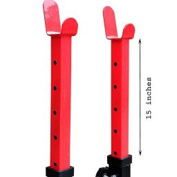 SX FITNESS Multi-Functional Fully Adjustable Squat Stand, Bicep Stand with 5 Adjustable Level and Height for Home Gyms, Barbell Stand for Squat Exercises Color Red & Black image 2