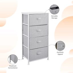 amazon basics Fabric 4-Drawer Storage Organizer Unit for Closet, White image 5