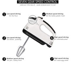 Lapras 180 W 2021 Edition Electric Beater High Speed Hand Mixer Egg Beater for Cake Making and Whipping Cream with 7 Speed Control (White) image 3