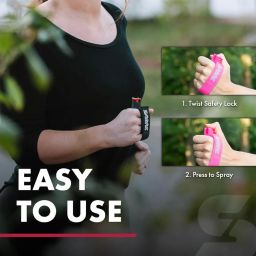 SABRE RED Pepper Gel Spray for Runners – Gel is Safer – Maximum Police Strength OC Spray, Adjustable Hand Strap for Quick Access while Running – Optional Clip-on 120dB Personal Alarm w/LED Light image 3