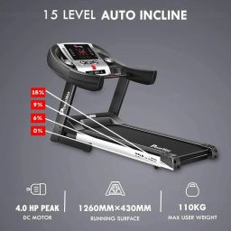 PowerMax Fitness TDA-100 (4HP Peak) Auto Incline Motorised Treadmill/Running Machine for Home Use 【Max User Wt. 110KG | 15 Level Incline | Top Speed:14.8 Km/Hr | Spring Resistance】(FREE INSTALLATION) image 2
