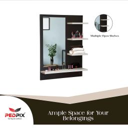 PEDPIX Engineered Wood Dressing Table With Mirror, White Wenge Finish, DIY Wall Mounted Vanity With Shelf (Black & White) image 1