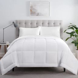 Serta ComfortSure Soft Box Stitched Down Alternative Bedding Comforter Duvet Insert with 4 Corner Loops for All Season, Queen, White image 2