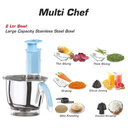 Vidiem IRIS ADC Wet Grinder & Food Processor | 2L Wet Grinder with Atta Kneader, Slicer, Citrus Juicer & Coconut Scraper | 5 Years Warranty | White & Blue image 2