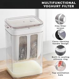 Hung Curd Strainer Box | Curd Maker and Greek Yogurt Maker - 1100ml Fine Mesh Strainer with Lid | Multifunctional Yoghurt Filter | Curd Maker for Home (Hung Curd Strainer Box, Pack of 1) image 2