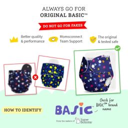 SuperBottoms BASIC Pack of 5 Freesize Adjustable, Washable and Reusable Cloth Diaper for babies 0-3 Years | One Size Adjustable Diapers (Pack of 5 diapers+ 5 inserts) Assorted prints image 2