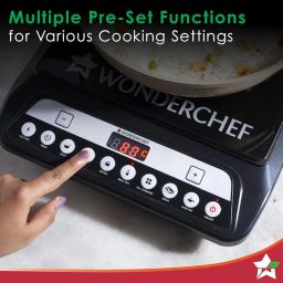 Wonderchef Power 1400W Induction Cooktop with 11 Preset Functions, Push Touch Control Button Induction Cooktop, 2 Years Warranty image 1