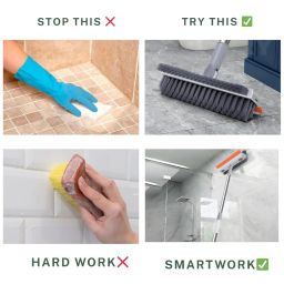 3-in-1 Bathroom Cleaning Brush with Scraper, Dual-Sided Bristles, Ergonomic 180° Rotate Handle for Easy Clean image 2