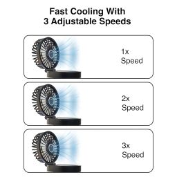 One94Store Mist Rechargeable Fan with 7-Color Night Light & Humidifier – Portable, 3-Speed Cooling, 1200mAh Battery (3-Hour Backup), Quiet & Foldable for Home, Office & Travel (Black) image 2