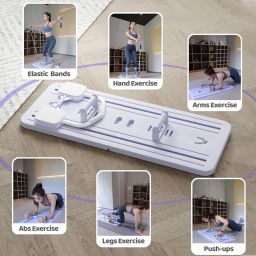 Clefairy Pilates Board, Ab Roller Board with Pilates Stick and Push up Bracket, Ab Roller Wheel Training Board with Elbow Support, Abdominal Board with Automatic Rebound image 3