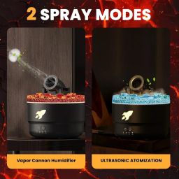 Fulminare Cannon Blast Aroma Humidifier, 7 Colors LED Vapor Cannon Humidifier Silent Diffuser, 2 Mode Creative Turret Air Aromatherapy Small Home Desktop Diffuser for Bedroom (Multicolour) image 2