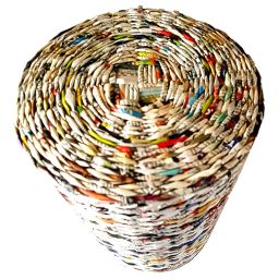 Sonas Creation Paperus, Standard Size 11 Inch Tall, 10 Liter, Color Natural, Waste Basket with Cover, Dustbin with Fixed Lid, Trashcan, Paper Bin, Eco-friendly, Handmade, of Paper Ropes image 3