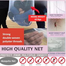 Baga Mosquito Net for Queen Size Bed - Machardani Double Bed Mosquito Net, Ideal for Double Bed Protection Polycotton Net with Cotton Cloth Border, Finest Mesh, 300 Holes per Square Inch image 4