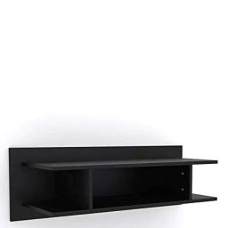 Wooden Wall Mounted Matte TV Entertainment Unit,Stand/Wall-Hung TV Shelf Unit with Matte Finish, Router & Box Storage,Set-Top Box Holder,Contemporary MDF Floating TV Console- Black image 3