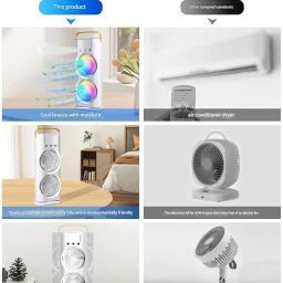 TEKCOOL 4000mAh Double Ended Spray, Cold Air, 2025 New 3 Gears USB Rechargeable Oscillating with LED Light Cooler, Touch & Remote Control, 280ml Water Tank, Ice Filling (White) image 2