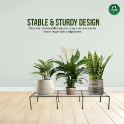 TrustBasket Bold Plant Stand | Heavy Duty, 24 Inch, Set of 4, 80 Kg Load Capacity | Rust Proof Metal with 9 layer Coating| | Plant Stands for Outdoor Balcony & Indoor Living Room | Pot Stands for Plants in Balcony image 1