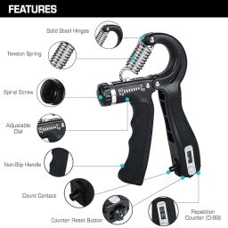 xyno Hand and Finger Gripper Combo - Exercise Set with Counter Timer for Strength and Dexterity, Hand Gripper with Counter Meter and Finger Gripper Combo For Forearm, Viens & Fingers image 5