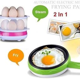 AZTORA Multifunctional 2 in 1 Double Layer Handle Egg Boiler Electric Automatic Off 14 Egg, Cooking, Boiling and Frying, Multicolor image 4