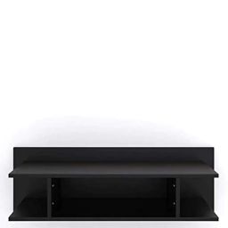 Wooden Wall Mounted Matte TV Entertainment Unit,Stand/Wall-Hung TV Shelf Unit with Matte Finish, Router & Box Storage,Set-Top Box Holder,Contemporary MDF Floating TV Console- Black image 2