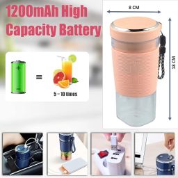 KLP 4 Blade Juicer Blender I 450 ML Electric Juicer Machine I Portable Blender For Smoothie And Juices I USB Juicer With Silicone Rubber Grip (Navy Blue) image 4