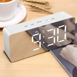 Digital LED Mirror Alarm Clock – Stylish Desk Clock with Automatic Sensor, Loud Alarm Clock for Heavy Sleepers, Time & Date Display for Home, Office, Bedroom, Kitchen, and Study image 2