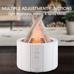 Inditradition Bonfire Shape Aromatherapy Humidifier Diffuser for Home (with Multi-Colour LED, 8 Inches Long, 250ml Tank) - White image 1