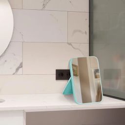 MEPOINT Desktop Makeup Mirror, Portable Mirror 8-Inch,Table Desk Dual-Purpose Square Mirror Pink image 2