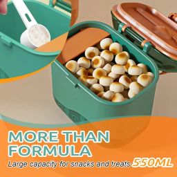 SNOWIE SOFT® 550ml Baby Formula Dispenser with Handle Food-Grade Double Layer Baby Milk Powder Container for Baby Travel with Scoop Leaking Proof Baby Formula Container, Blue image 4