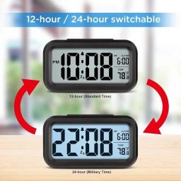 Digital Alarm Clock Table Clock for Students, Home, Office, Corporate with Automatic Sensor, Date & Temperature (Black Digital) Digital Timer image 3