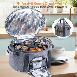 Double-Layer Slow Cooker Carrying Bag for 6-8 Quart CrockPot and Hamlton Beach Slow Cooker, Travel Bag with Lid Fastener for Crock-pot, Portable Carrier Case Slow Cooker Bag with See-thought Window image 3