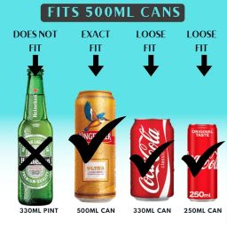 Insulated Beer Can Cooler Sleeve with Zip Cap – Set of 2 | Fits 500ml Cans | Keeps Cool for up to 3 Hours | Beer Can Cover | Beer Cooler (HighTime + Recharge - Set of 2) image 5
