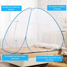 BRIGATTES Mosquito Net for Double Bed King Size Foldable,Foldable Child Mosquitoes with Adults Maskito of 6 Saviours Mosquito-Net Strong and Durable Tent, Machhardani (White) image 5
