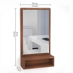 Bunny Engineered Wood Matte Finish Dressing Rectangular Wall Mirror with Shelf|Full Length Unframed Mirror for Bedroom,Bathroom,Living Room(Walnut) D.I.Y image 3