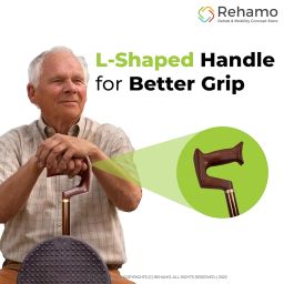 Rehamo Walking Stick with Folding Seat/Chair/Stool & Anti Slip Rubber Bush, Adjustable Height Cane with Tri-Pad Base & Built-in Seat | 2 in 1 Aluminium Folding Walking Stick Seat with 1 Year Warranty image 5