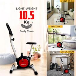 SPARNOD FITNESS SUB-49 Upright Exercise Bike for home gym - LCD Display, Height Adjustable Seat, Compact design and Perfect Cardio Exercise Cycle Machine for Small Spaces Black image 5